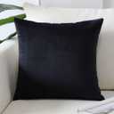 Artscope Luxury Velvet Pillow Covers Super Soft Decorative Square Throw Pillow Covers Case Cushion Covers for Sofa Couch Bedroom Car Decor 24x24 Inch Black