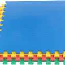 EVA Foam Mat Tiles 4-Pack - 16 SQ FT Interlocking Padding for Playroom or Gym Flooring - Workout Mat or Baby Playmat by Stalwart (Multicolor)