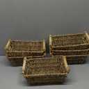 Marsui 6 Pcs Small Hand Woven Wicker Baskets with Wooden Handles, Seagrass Rattan Storage Baskets Bin Organizer Shelf Pantry for Bathroom Storage Towel Kitchen Washroom Gifts Decor, 9" x 6" x 4"