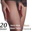 2 x ZIHUA 2 Pairs Sheer Tights for Women, 20 Denier Control Shaping Nylon Ladies Clear Pantyhose S-XL Black Nude (Black, L)