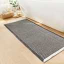 GRLYUH Waffle Bath Mat - Boho Bathroom Rugs Non Slip Washable, Super Absorbent & Quick Dry, Soft Bath Mat Farmhouse Bathroom Decor, 20'' x 48'', Dark Grey and White