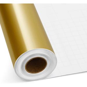 Gueevin Glossy Gold Vinyl Permanent 24" x 25 ft Vinyl Self Adhesive Vinyl Rolls for Home Decoration, DIY Mug and Ceramic, Signs, Craft Die Cutters