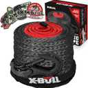 X-BULL Synthetic Winch Rope - Cable Kit -1/2" X 85ft 32000LBS Winch Line with Protective Sleeve Forged Winch Hook Safety Pull Strap go for 4WD Off Road Vehicle Truck SUV ATV UTV- Black