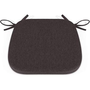 Shinnwa Dining Chair Cushions, Non Slip Kitchen Chair Pads with Ties, Indoor Seat Cushions, 15 x 15.5 inches, Dark Brown
