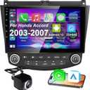 2G+64G Car Radio Stereo for Honda Accord 7th 2003 2004 2005 2006 2007 with Wireless Apple Carplay Android Auto 10.1 inch Audio Head Unit with WiFi GPS Navigation DSP EQ Bluetooth FM Backup Camera