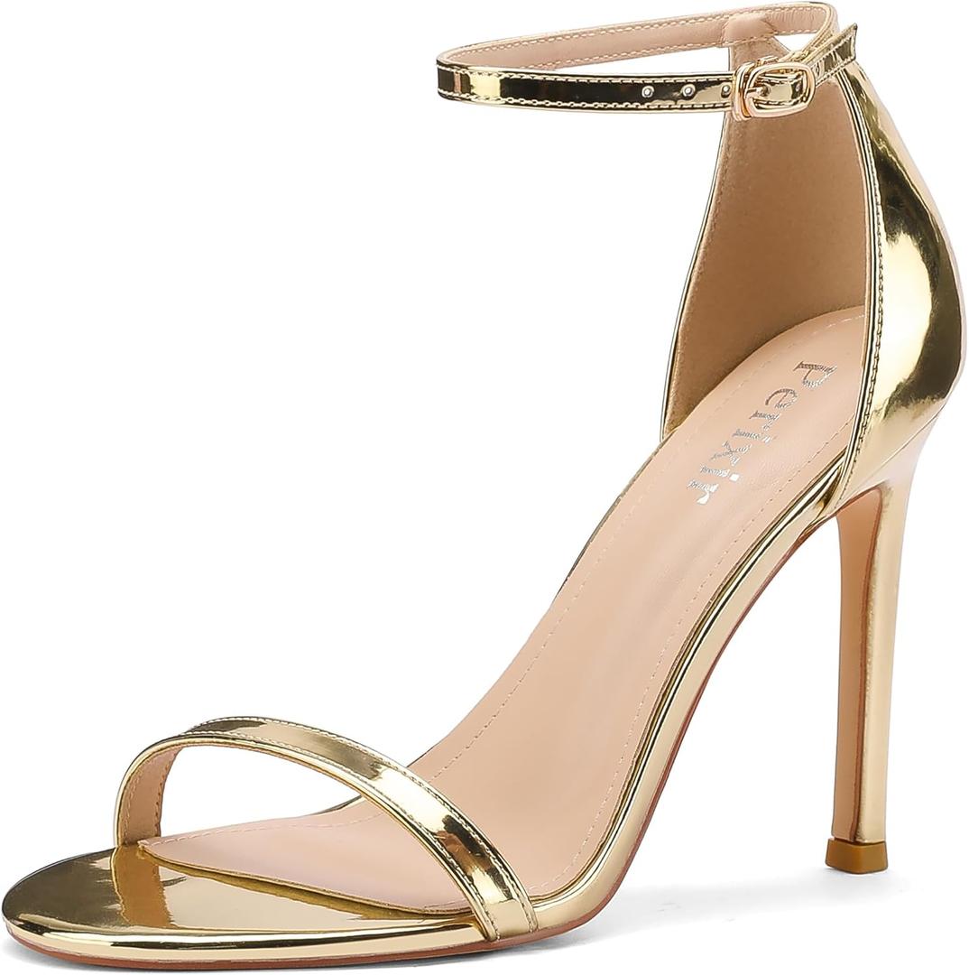 perixir Strappy Heels for Women High Stiletto Heels Sexy Prom Dressy Sandals Ankle Strap Heels Dainty Rope Stiletto Heel 6 Rose Gold