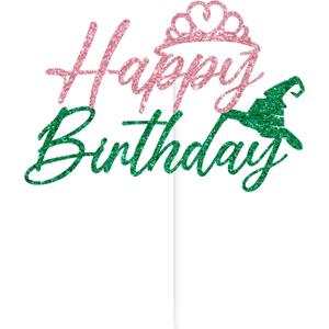 Happy Birthday Cake Topper, Have a W*cked Birthday, Pink Goes Good With Green, Princess Witches Birthdays Party Decorations