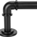 OLV Black Industrial Curtain Rods for Windows 66 to 120 Inch(5.5 to 10 Feet), 1 Inch Diameter Blackout Wrap Around Adjustable Heavy Duty Window Drapery Rods, Indoor and Outdoor