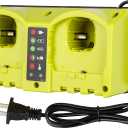 Rapid Charger Station 2 Port Compatible with Ryobi 18V Battery, Multi Tools Super Fast Charger Station Replacement for Ryobi 18V Chargers [ Battery Not Included ]