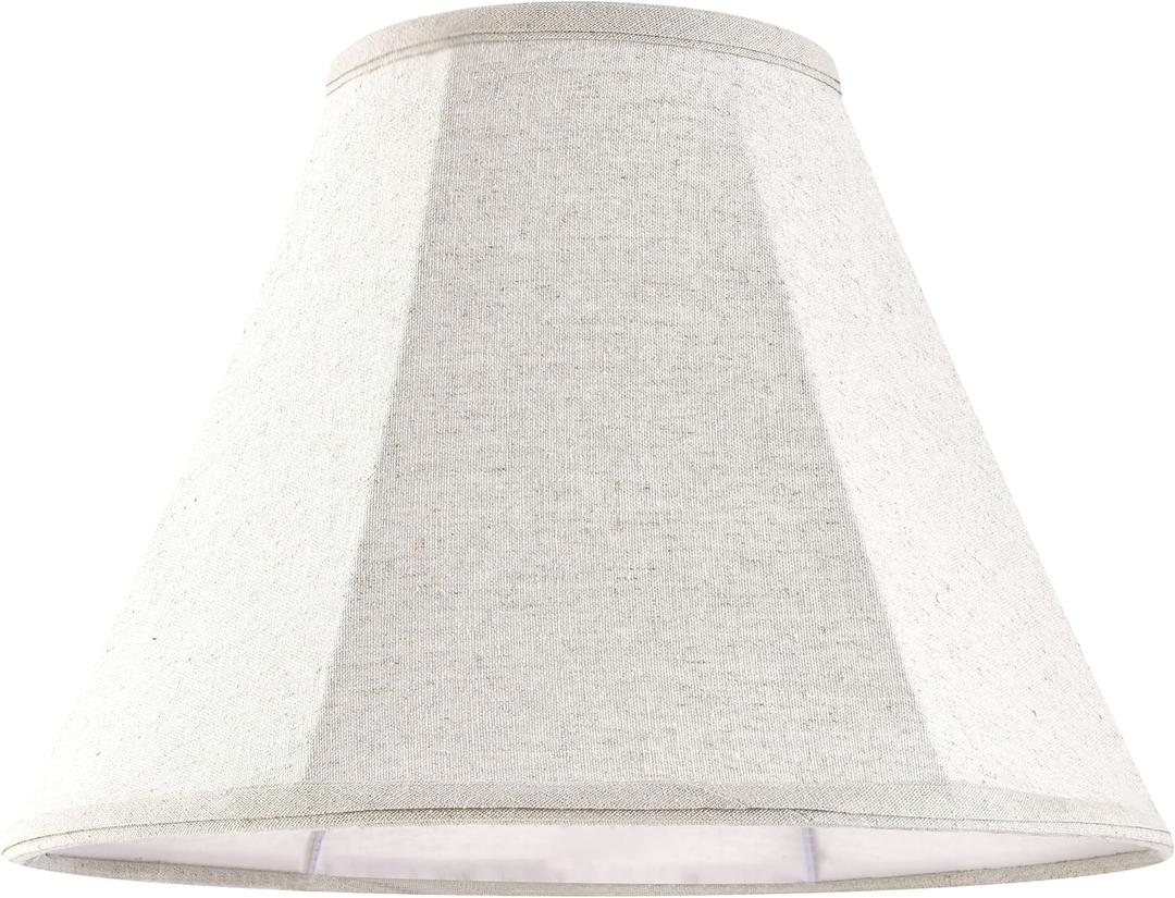 GO&SO Small Beige Lamp Shade for Table Lamps-Bell Bedside Lampshade-6"x13"x9.8" Spider Natural Linen Lampshades Replacement -Traditional Empire Shade Style with Elegant- Assembly Required