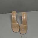 vivianly Womens Clear Heels Sandals Transparent Stiletto Heel Slippers Backless Peep Toe Slip on Heeled Mules, Size 8