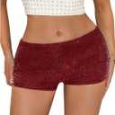 SOLY HUX Women's Sequin Shorts Elastic Low Rise Y2k Party Streetwear Mini Shorts, Size XS