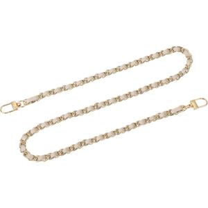 uxcell Purse Chain Strap, 32" Leather Iron Flat Chain Strap Handbag Chains Purse Straps with Buckles for Shoulder Bags Replacement Strap (Beige Strap + Gold Chain)