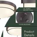 16 inch Flush Mount Ceiling Light, 3-Light Close to Ceiling Light Fixtures with Oil Rubbed Bronze Finish for Bathroom Bedroom Kitchen Hallway, CL4822-3W-BK