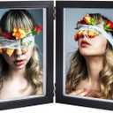 AVEAX Double 5x7 Picture Frame Black Wood Photo Frame Shadow Box Frame