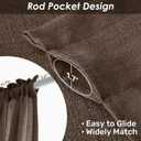 Melodieux Dark Brown Semi Sheer Curtains 63 Inch Length for Bedroom Living Room, Farmhouse Linen Texture Light Filtering Home Office Shiny Sheer Drapes Rod Pocket, 52" W x 63" L, 2 Panels