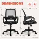 NEO CHAIR Office Desk Ergonomic Computer Mesh Chair with Lumbar Mid Back Support Adjustable Height Swivel Rolling Wheels Comfy Task Vanity Chair for Home Bedroom Study (Black)