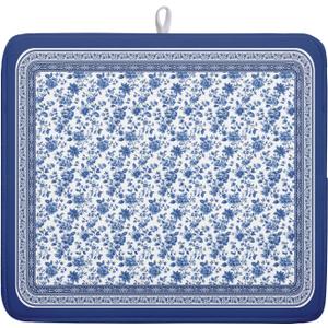 Blue Floral Branches Dish Drying Mat for Kitchen Counter Chinoiserie Pattern Dish Drying Pad 16x18Absorbent Vintage Flowers Decor Dishes Drainer Pad Dish Dry Rack Mat for Counter Coffee Bar