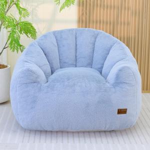 UODERS Giant Bean Bag Chair for Adults, Teens and Kids, Cozy Fluffy Corduroy Beanbag Chair with Filler, Large Floor Lounge Sofa for Living Room, Bedroom, Dorm, Gaming and Reading(XL-Light Blue)