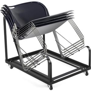 Sled Base Stack Chair Dolly for Stackable Chairs Heavy Duty Black Chair Base with Wheels Powder Coated Steel Frame for Party Event, Hotel