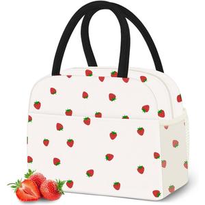 2 x DALINDA Lunch Bag Lunch Box for Women Men,Cute Strawberry lunchbag Reusable Insulated Lunch Tote Bag