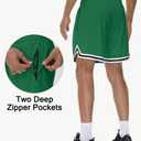 JWM Mens 5" Basketball Gym Athletic Sports Shorts with Zipper Pockets Green (Green, XXL)