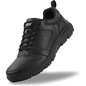 Jacata Non Slip Arch Support Work Shoes for Men/Women Food Service Comfortable Chef Walking Shoes Restaurant Kitchen Crews Health Care Sneakers, Size 7