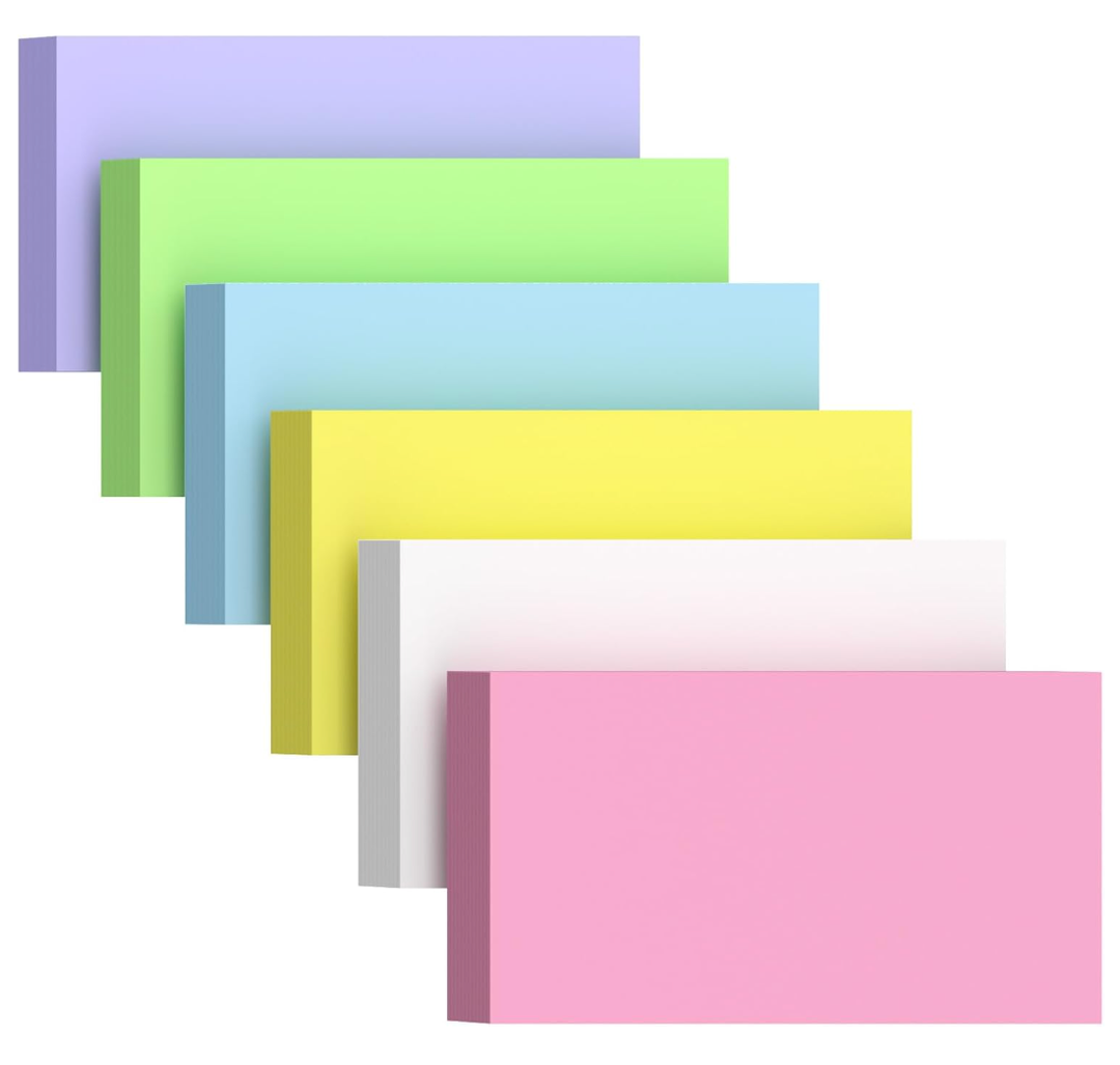 300 Count Blank Colored Index Cards 3 x 5 Inch, Blank Flash Cards for Back to School,home and Office Supply, Portable Colorful Study Flashcards Ideal for To-do Lists, Grocery Lists, Recipes and Exams