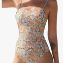 CUPSHE Women Swimsuit One Piece Bathing Suit Square Neck Cutout Back Tummy Control with Adjustable Spaghetti Straps, Size -L