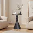 Metal Round Martini Table,Vintage Drum Side End Table,Modern Nightstand Accent Pedestal Tables Drink Tables for Small Space Living Room, Bedroom,Black