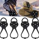 2 Pair Non-Slip Ice Snow Spikes for Walking,Universal Snow Traction Cleats for Shoes,Boot,Durable 5 Steel Ice Shoes Grips