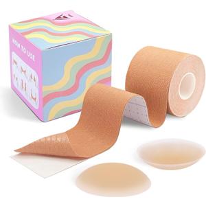 Boob Tape boobytape for breast lift - Trans & Invisible Skin Tape, Backless Bra,S, 2 Nipple Covers Lingerie, Outfits Shape Tape, Sticky Bra Push Up Bob breast enhancement