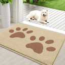 Buganda Dog Door Mat for Muddy Paws, Absorbent Dirt Trapper Washable Indoor Doormats, Non Slip Low-Profile Mud Mat for Dogs, Front Entrance Doormat for Inside Floor (36x24 Inches, Light Beige)