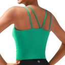 RUNNING GIRL Yoga Tank Tops for Women Built in Shelf Bra B/C Cups Strappy Back Activewear Workout Compression Tops (Green, L)