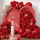 RUBFAC 129pcs Ruby Red Balloon Arch Kit, Different Sizes 18 12 10 5 Inches Cherry Red Burgundy Balloons for Garland Birthday Wedding Party Decorations
