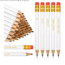 Crtiin 50 Pieces Baby Shower Pencils for Activities Mini Golf Half Pencils, Presharpened with Erasers, 4 Inch(White,Simple Style)