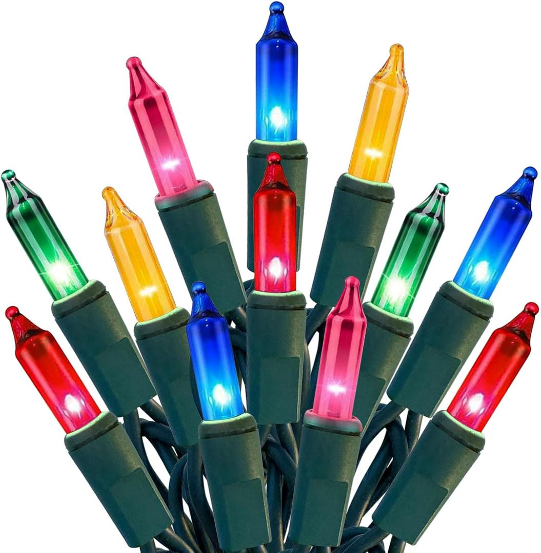 HISHINY Christmas Lights 100 Count Multicolor Christmas Tree String Lights with Green Wire for Outdoor Indoor Christmas Decorations Wedding Decorations Valentines Day Decor, UL Certified (21feet)