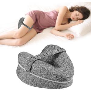 Knee Pillow for Side Sleepers, Leg Pillow for Soothing Pain Relief for Sciatica, Ergonomic Pillow for Soothing, Memory Foam Leg Pillow with SleepingGrey