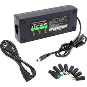 DIGISHUO 48V 3A 144W Power Supply Adapter 48V 144W Charger AC 100-240V to DC 48V 3A Adapter US Plug 5.5 x 2.5mm with 8Pcs Plug for PoE Switch | LCD Monitor | LED Strip | Router
