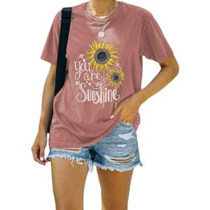 Women You are My Sunshine T-Shirt (Medium, Rosy)