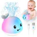 Baby Bath Toys for Kids Ages 1-3 & Babies 6-12 Months, Light Up Whale Sprinkler Water Toys for Infant Toddlers 1 2 3 Year Old Boys Girls Valentines Birthday Gifts Newborn Essentials (Gray)