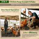 2 in 1 Chicken Poop Scooper & Rake, 12" Chicken Coop Scooper With Ergonomic Grip, Durable Chicken Scooper for Poop With 4 Length Adjustable Stainless Steel Handle(24 to 67") Litter Sifting Shovel