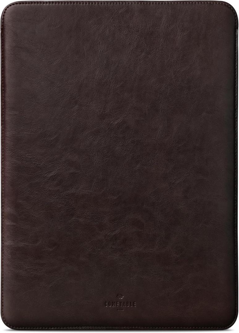 Comfyable Laptop Sleeve 14 Inch Precisely Compatible with MacBook Pro M5 M4 M3 M2 Pro/Max 2026-2021, Faux Leather Cover Case, 14 in, Dark Brown