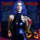 7 Sets Halloween Princess Costume Set Blue Wig Crown Heart Necklace Earring Gloves for Halloween Cosplay Accessories