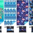 4 Pack Microfiber Lightweight Beach Towel Sand Free Quick Dry Absorbent Thin Compact Towels for Swimming Pool Camping Beach Accessories Large Easy Pack Travel Things for Vacation Essentials Gift (32x71 inch, 4 Pack Turtle Blue Dophin Flamina)