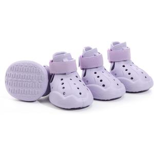 Lightweight Dog Boots Anti-Slip Breathable Vents Dog Shoes, Adjustable Reflective Loop,All-Weather Paw Protection 4pcs (06, Purple)