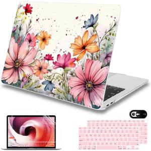 Mektron Case for MacBook Air 13 inch M1 A2337 A2179 A1932,Hard Cover 2018-2021 Air 13-inch with Touch bar & Touch ID, Exclusively Designed Protective Shell with Screen Protector, Colorful Floral