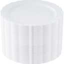Upassion 100 Pieces White Plastic Plates - 10.25 inch White Dinner Disposable Plates - Premium Hard Disposable Dinner Plates - Party Supplies for Birthdays, Celebrations, Wedding and Events