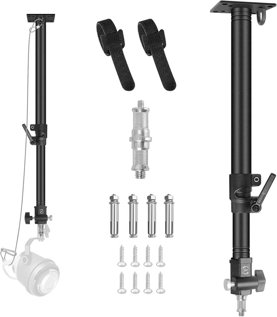 Photography Studio 30" Ceiling Wall Mount with 1/4" 3/8" Adapter, Camera Wall Mount Boom Arm Overhead Light Mounting for Photo Video Softbox,LED Ring Light,Monolight