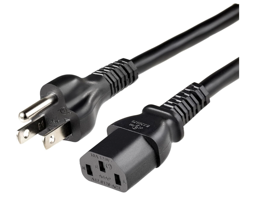 Amazon Basics Universal PC Power Cable, 25 Feet, NEMA 5-15P to IEC320C13, 3 Prong Plug, 18 AWG, 125 Volts, UL Listed, Black